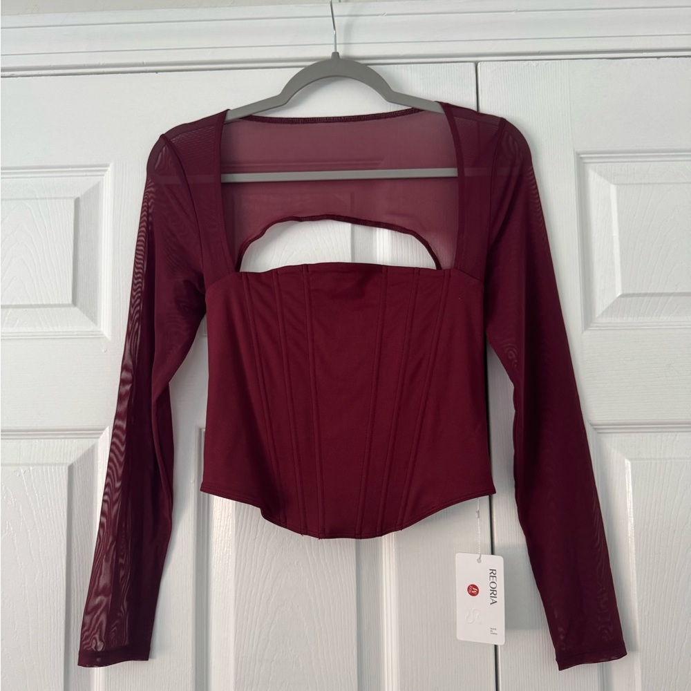 NWT Long Sleeve Maroon Corset Top
